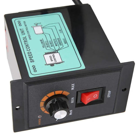 No Sweat AC Motor Speed Controller 220V Single Phase 50Hz 60Hz Electric Regulator showing adjustable rotary switch and control panel.