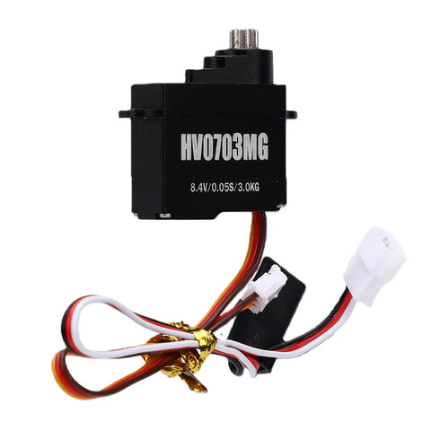 Lightweight 7.1 Gram Mini Servo Motor With Toughened Metal Gears And Machined Aluminum Casing Built Like A Tank For Heavy Duty Rc Drift Builds And Custom Robot Projects Bad Boy Durability Crew Approved, showing compact unit with wires.