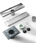 12 Inch Shower Drain With Removable Strainers In Brushed Nickel Finish High Flow Shower Drain Base For Bathroom Easy Install