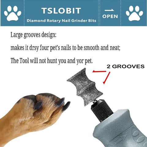 Diamond Dog Nail Grinder Bits Attachment One Eighth Inch Diamond Wheel for Rotary Tool Pet Nail Care with Large Grooves