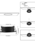 Sorfia 10pcs 2 inch Gimbal LED Recessed Light Small Recessed Lights AC110V shown from side view with dimensions marked.