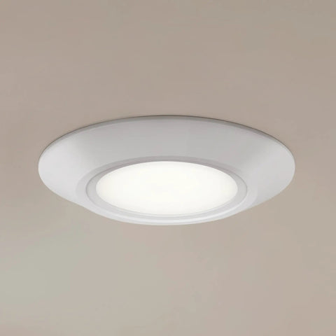 6.4 Inch Led Flush Mount Ceiling Light White Finish Delivers 1000 Lumens with a sleek round design installed on ceiling.