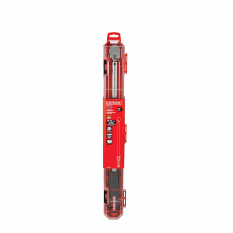 Torque Wrench One Half Inch Drive Adjustable 50 To 250 Ft Lb With Locking Feature Bi Material Handle And Durable Case Blister Pack