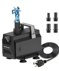 Beefy Submersible Water Pump 600GPH 35W With Flow Control For Ponds Hydroponics Aquariums Fountains Waterfalls Outdoor Water Features 10ft Power Cable For Indoor And Outdoor Use, showing attachments and 10ft power cable