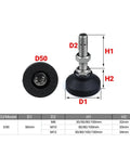 Adjustable Furniture Leveling Feet 4 Pack Wobble Fixer with Swivel Tilt Base and Height Adjustable Design, 50mm