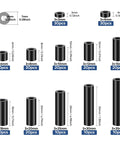 Diagram of Dope 250 Pack Black Nylon Round Spacer Set 3Mm ID 7Mm OD With 12 Lengths Non Threaded Plastic Spacers For M3 Screws