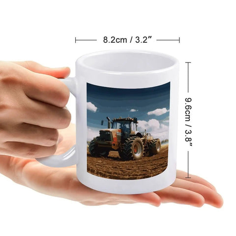 Fantasy Farm Tractor Ceramic Coffee Mug With Large Easy Grip Handle For Coffee And Tea Sippin Sublimation Ready Personalized
