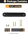 Black Leather Drawer Pulls 6 Pack 6.3 Inch Long Leather Handles shown with screws and components for easy installation