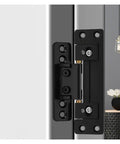 Invisible Concealed Hinge Set For Cabinets And Wardrobes Adjustable Slim Rotating Door Fittings installed on a door frame.