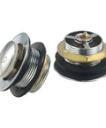 Bathroom Silver Pop-Up Bathtub Waste Drain-Plug, Alloy and Brass Floor Drain for Tub, Water-Tight Seal Push Button Mechanism(2pcs) viewed from the side.