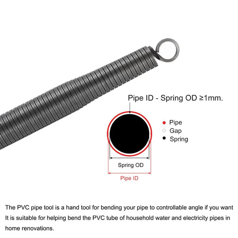 Meccanixity Spring Tube Bender close-up showing spring structure for PVC tubing, aiding in precise bending for home projects.