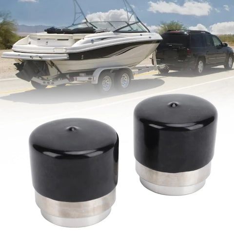Two Pack Boat Trailer Wheel Bearing Protector With Protective Bra And Stainless Steel Hub Dust Caps 1.781 Inch Diameter Auto Check Grease Level Keeps Bearings Properly Lubed For Long Hauls