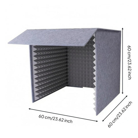 Kickass Desktop Acoustic Soundproof Booth With Thick Foam And Felt Panels For Vocal Recording Podcasts Streams Home Studio Kill Echo Foldable Mic Enclosure, 60cm cube design
