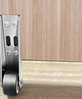 Smooth Rollin Low Profile Rubber Casters For Gates And Sliding Doors Non Skid Swivel Wheels Designed For Zero Hassle Moves And Heavy Duty Workshop Gear Upgrades Two Pack mounted on a wooden surface.