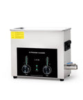 Real Deal Six Point Five Liter Ultrasonic Cleaner With High Capacity Degas Chamber and Dual Cleaning Programs design with controls and tank.