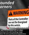 12 By 8 Inch Aluminum Safety Warning Sign Not De Energized For Electrical Panels Durable Metal Construction With Pre Drilled Holes For Easy Mounting In Industrial And Commercial Settings, rounded corners