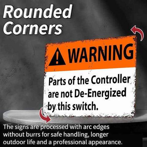 12 By 8 Inch Aluminum Safety Warning Sign Not De Energized For Electrical Panels Durable Metal Construction With Pre Drilled Holes For Easy Mounting In Industrial And Commercial Settings, rounded corners