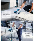Heavy Duty 1400W Electric Circular Saw For Stone Tile Concrete And Wood in use, cutting tile with precision, adjustable depth feature.