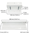 White L and Z bracket dimensions for White 1200lb Indoor Electromagnetic Door Lock Kit with LED sensor, inswinging door use.