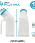 Portable Male Urinal Bottle 35 Oz With Screw On Lid On The Go Spill Proof Nighttime Urinal For Men Travel Urinal For Seniors