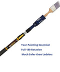 Multi-Angle Paint Brush Extender With Rotating Head Extension Pole Attachment in blue, featuring 180° rotation for hard-to-reach areas.