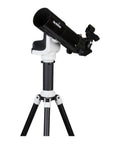 Travel-Size Go-To Telescope Mount With 80mm Refractor, Alt-Az Tracking, WiFi App Control, set up on a tripod with black body