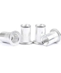 Aluminum Rivet Nut 1/4-20 Flat Threaded Insert Kit 50 Pack Self Clinching Fasteners For Indoor Outdoor Non Structural Panels Knurled Nutserts