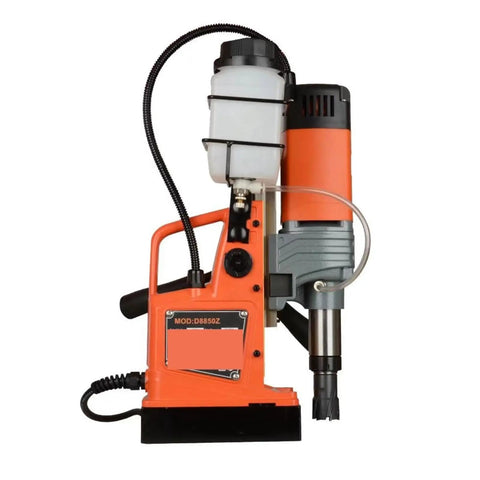 Magnetic Drill Press Portable With Adjustable Speed For Metal Work Surfaces, compact orange design for onsite projects.
