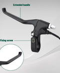 Durable Aluminum Alloy E Bike Brake Levers Set For 22.5mm Handlebars, Left And Right Pair With 5.6 Ft Cables, close-up of extended handle