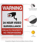 Private Property No Trespassing Sign 2 Pack For Outdoor Use With Video Surveillance Signs Aluminum 10x7 Inches UV Printed Rust Free CCTV Security Camera Sign For Home Or Business Driveway, showing detailed features and construction.