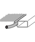 Diagram showing Screen Spline Retainer 0.150 Inch Vinyl Roll Black 250 Feet Long for securing screen materials in window frames