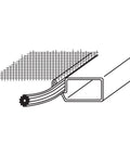 Illustration showing installation of 1/4-Inch Black Vinyl Spline Roll, 250 Ft Hollow Core securing screen into window channel.