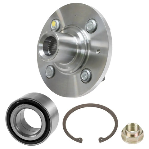 Badass Heavy Duty Front Wheel Bearing And Hub Assembly Repair Kit Fits 2009 To 2014 Honda Fit showing hub, bearing, and accessories.