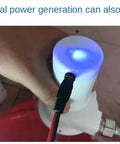 Top view of 50W Micro Hydroelectric Generator Portable Turbine For Home Use, Brushless Permanent Magnet Motor in action, bright LED glow.