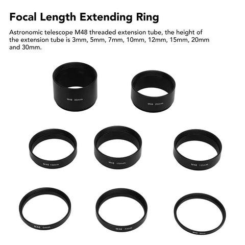 Extension Tube Kit With M48 Threads On Both Sides For Cameras And Eyepieces Offering 3 5 7 10 12 15 20 30mm Focus
