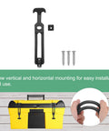 One Pack T Handle Rubber Flexible Draw Latch with Screws, 7.9 Inch Flexible Hasp shown with a yellow toolbox
