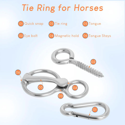 Horse Tie Ring Upgrade Four Pack Horse Tack And Training Gear In 304 Stainless Steel With Eye Bolt And Snaps parts diagram