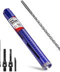 Front view of blue DaduoRi Pro Series 1-1/4 in core drill bit kit with pilot bit and SDS adapters