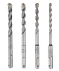 Front view of four Rannb SDS Plus hammer drill bits (6-12 mm) for concrete and masonry.