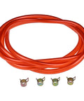 Seven Foot Red Fuel Line Kit With Clamps One Quarter Inch Inner Diameter Three Eighths Inch Outer Diameter shown with four clamps