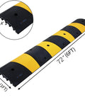 Beefy Heavy Duty 2 Pack 2 Channel Modular Rubber Driveway Speed Bumps And Cable Protector Ramp, black and yellow, 6 ft length
