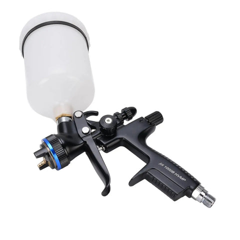Pro Grade HVLP Paint Sprayer Gun With 600 ml Cup and 1.3 mm Nozzle close-up view showcasing sprayer details and design.
