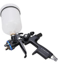 Pro Grade HVLP Paint Spray Gun With 600ML Cup And 1.3MM Nozzle showcasing a sleek black design and adjustable settings.