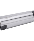 Side view of MT4-MT3 Morse taper reducing adapter, high-speed steel, silver body with black end.