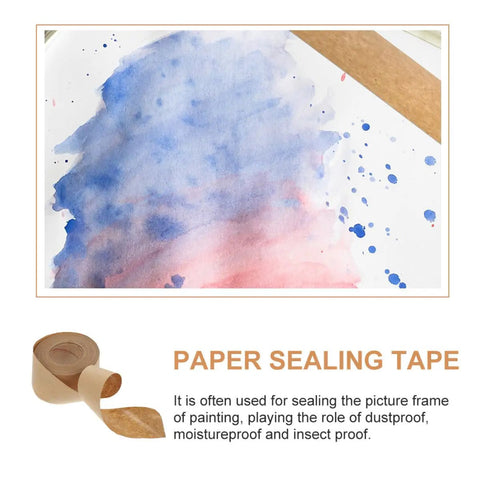 Water Activated Kraft Paper Sealing Tape 4.8 Cm 2 Rolls waterproof packaging tape for carton sealing shown with painting sealing use
