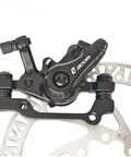 Universal Mechanical Disc Brake Set Built Tight For Sick Stopping Control On Mountain Road Folding Electric Bikes Front Rear Caliper System One Pair Black showing black caliper with rotor.