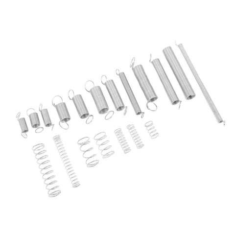 Huge 200 Pcs Compression And Extension Spring Kit With 20 Diverse Sizes, Premium Zinc Plated Steel Assortment For Car Repair, DIY Hacks, Home Maintenance Projects, And Quick Fixes In A Clear Organized Case. Zinc-plated steel springs arranged by size.