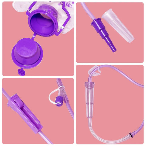 Close-up of 1200 Milliliter Gravity Drip Bag With Large Bore Regulator And Tube Reusable Nutrition Bag For Medical Caregiving