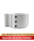 Ultra Tough CNC Spindle Motor Clamp Bracket For Aluminum Machine Heads With Secure Grip Mounting Clamps For Precision Milling and Router Stability, white metal, diameter options, side view.