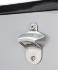 Close-up of bottle opener on 80 Quart Rolling Ice Chest Cooler Cart On Wheels For Outdoor Parties And Backyard BBQs